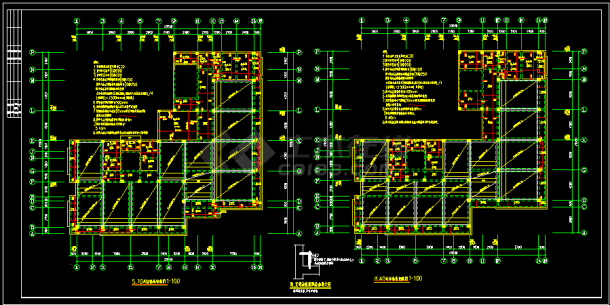 混凝土框架办公楼结构CAD设计施工图-图二