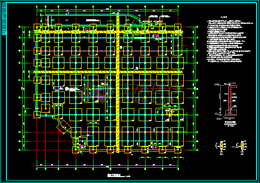 某框架商厦结构施工设计CAD方案全套图-图二