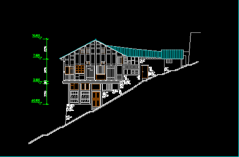 某山坡别墅cad建筑设计全套施工设计图纸-图二