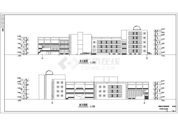 某地四层框架结构高中综合教学楼建筑设计方案图纸-图一