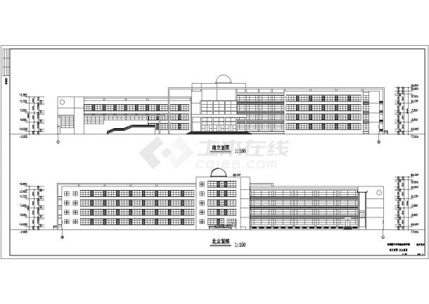 某地四层框架结构高中综合教学楼建筑设计方案图纸-图二