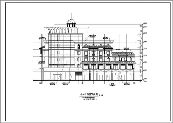 某地区6层框架结构宾馆建筑设计方案图纸-图一
