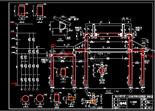 某框架结构仿古建筑结构施工CAD方案设计图-图二
