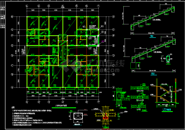 某市底框住宅专混结构cad施工设计图-图二