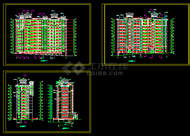 高层住宅建筑设计施工CAD立面图-图一