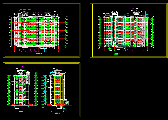 高层住宅建筑设计施工CAD立面图_图1