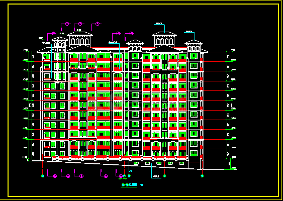 高层住宅建筑设计施工CAD立面图-图二