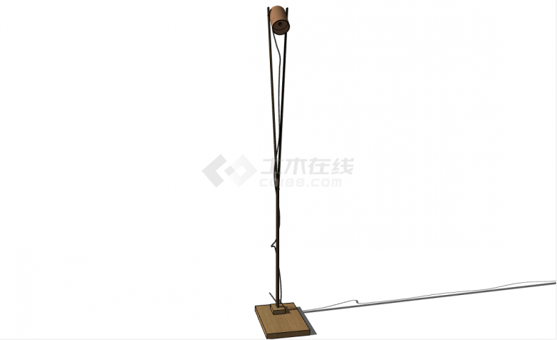中式木式简单款式落地灯台灯su模型-图二