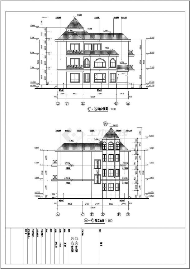 某地三层剪力墙结构别墅建筑设计施工图-图二