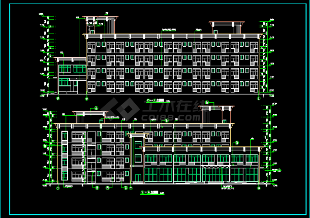 多层宿舍楼施工设计CAD方案建筑图-图二