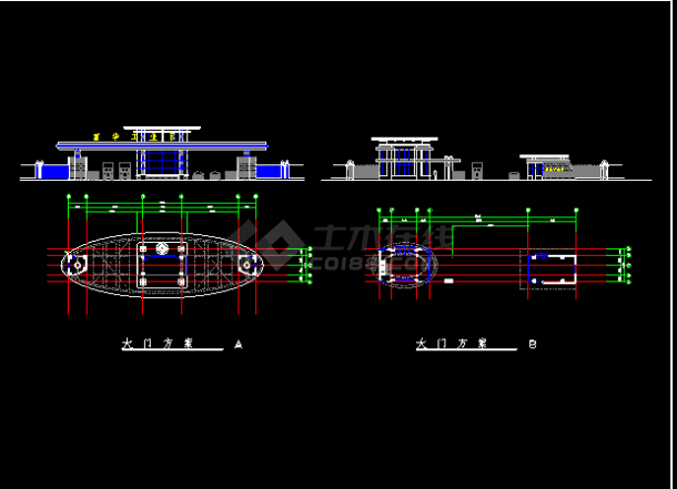 某家装8种大门装修CAD设计施工平面图-图二