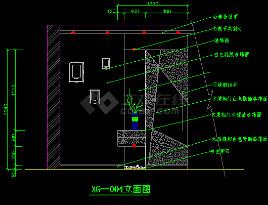 某家装玄关衣帽柜装修CAD设计施工图-图二