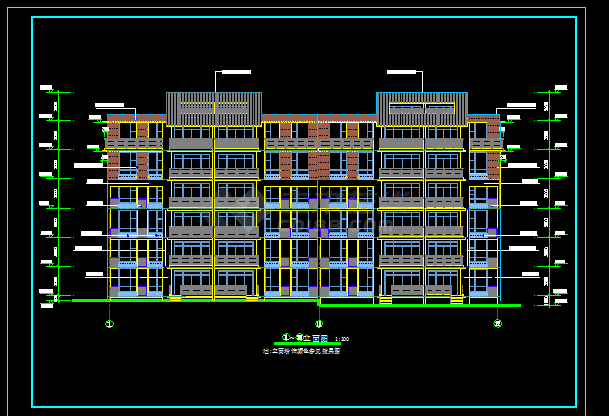 坡顶多层住宅楼建筑施工cad设计方案图纸-图二