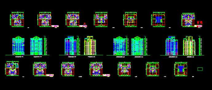 小高层住宅建筑设计CAD户型平面图_图1