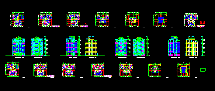小高层住宅建筑设计CAD户型平面图