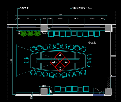 某地办公楼会议室CAD装修设计详图-图二