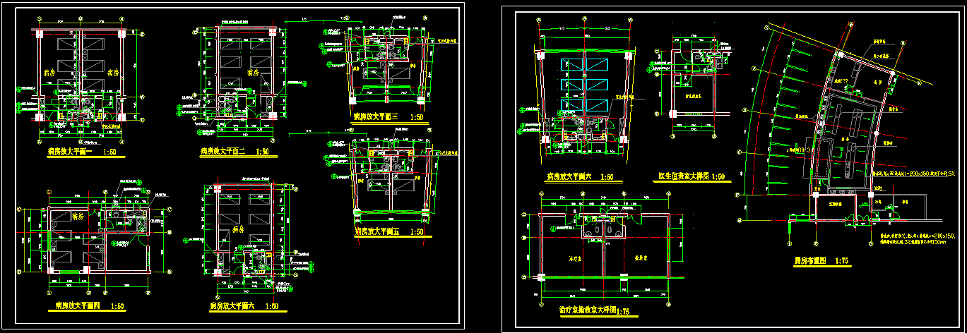 某医院病房室内装修cad大样详图