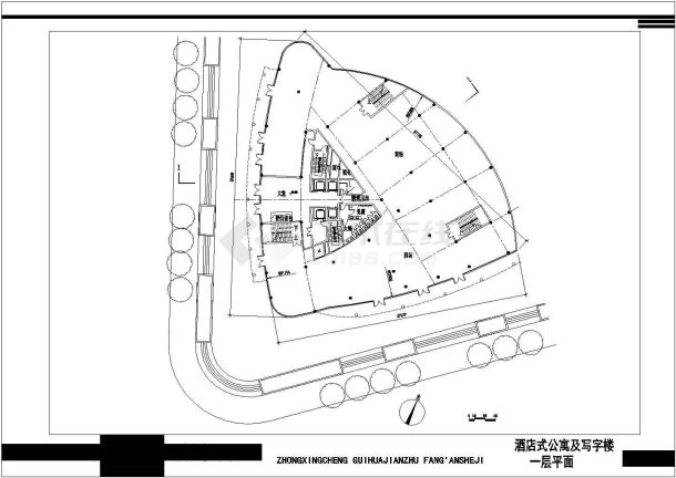 某地酒店公寓室内装修设计施工图纸-图一