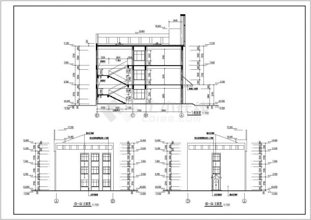 某小学三层框架结构教学楼建筑设计施工图-图二