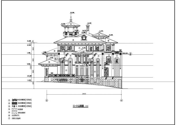 某三层框架结构别墅楼建筑设计施工图-图一