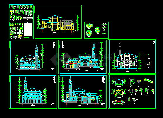 社区中心全套建筑设计施工CAD方案图-图二
