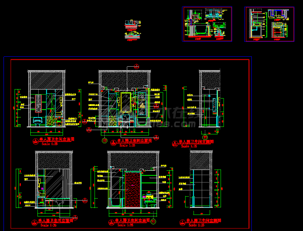 某标准房室内卫生间装修CAD设计立面详图-图一