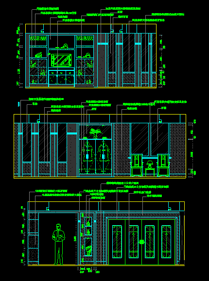 某现代别墅餐厅装修CAD设计施工立面图-图一