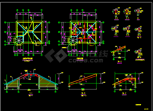 全套别墅结构设计的cad施工方案图纸-图二
