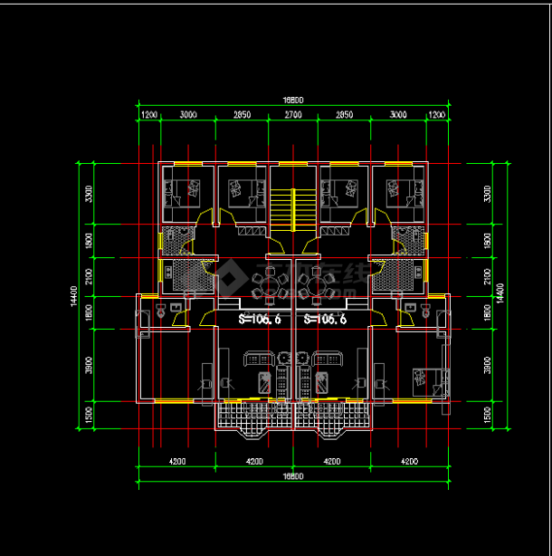 十几套一梯两户户型平面设计CAD施工图-图二
