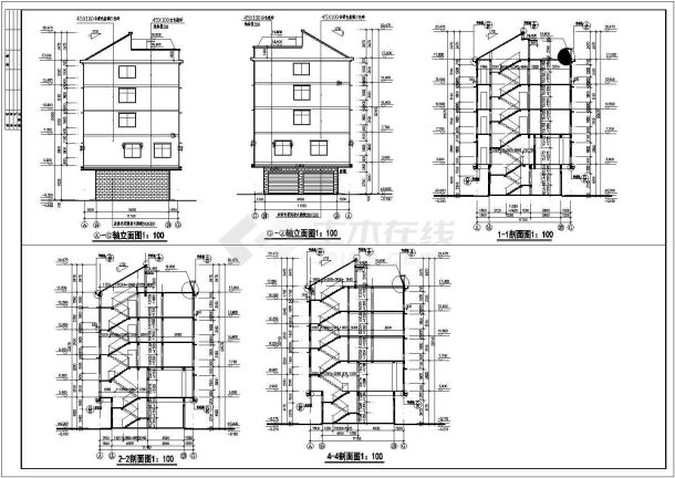 带屋面露台和杂物间的完整5层住宅建筑施工图-图二