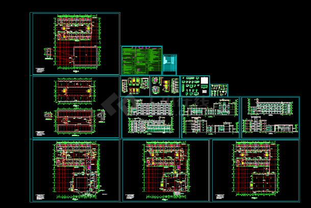 某校多层宿舍楼建筑设计平立剖面cad施工图-图一