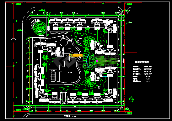 高层住宅小区平面规划设计CAD方案图-图二