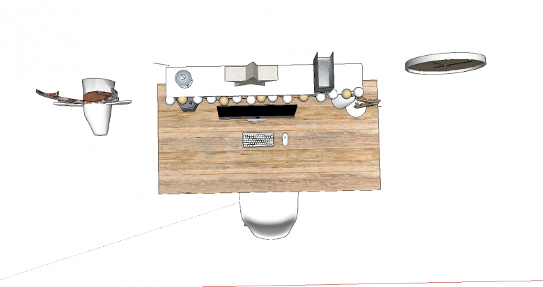 带钟表和音响台灯装饰品的书座椅su模型-图二