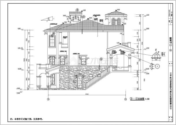某地2层框架结构简欧式别墅建筑施工图-图二