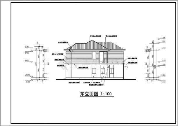 某地两层砖混结构农村别墅建筑设计施工图纸-图二