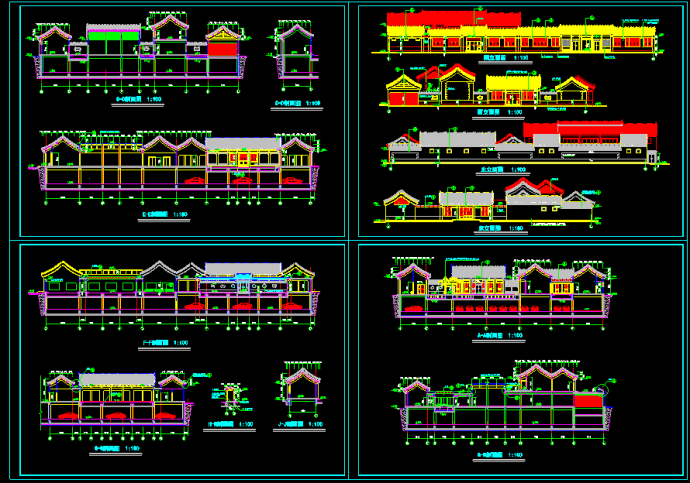 某古建建筑CAD施工设计立剖面图纸_图1