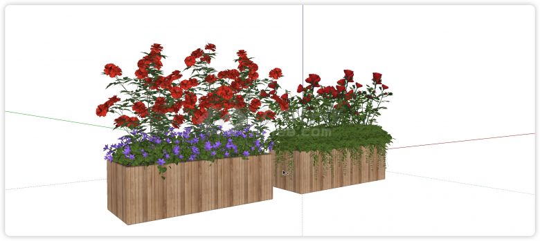 并排木条制作花坛花箱su模型-图二