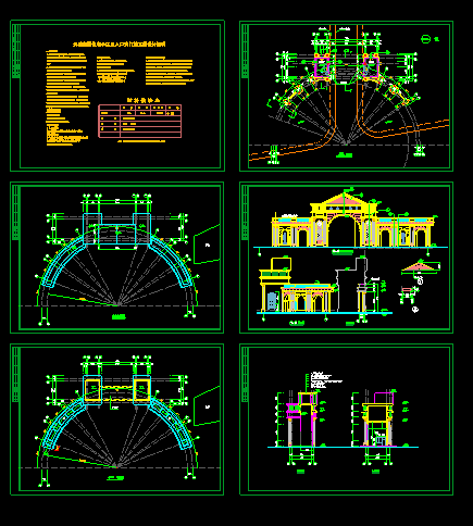 住宅小区大门建筑设计CAD施工图纸_图1