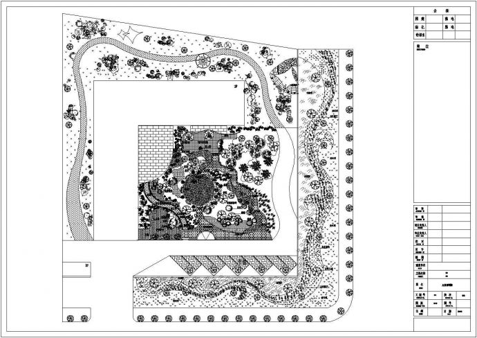 某公司自主设计福利院园林绿化总平面布置图_图1