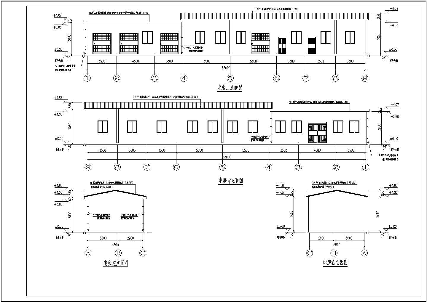 某地一层砖混结构厂区配发电房建筑结构设计施工图纸