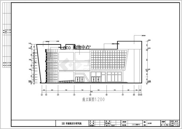 南昌某地三层框架结构购物中心建筑设计方案图纸-图一