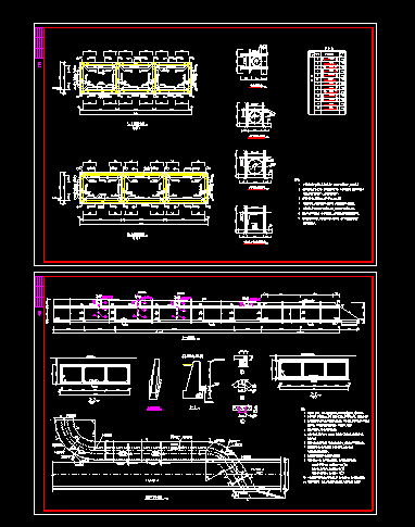 三孔箱涵全套结构cad详细施工设计图_图1