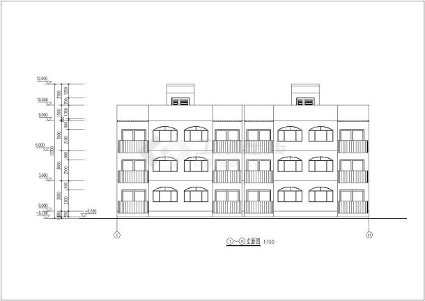 某地3层砖混结构住宅楼建筑设计方案图纸-图二