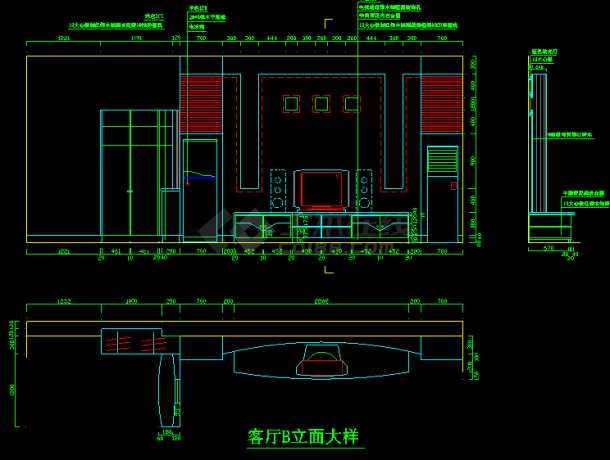 非常实用的几十个室内电视墙装修cad立面设计图-图一