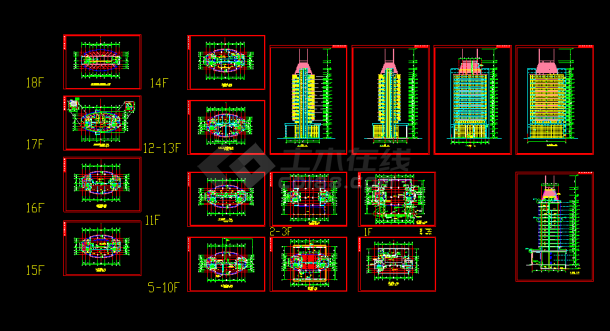 某市18层高层办公建筑方案设计cad施工图纸-图一