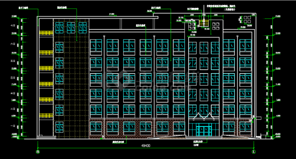 六层框架结构住院部建筑设计CAD图纸-图二