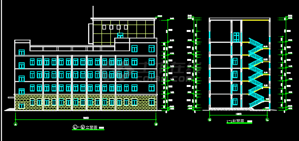 五层框架结构中学教学楼建筑设计方案图纸-图二