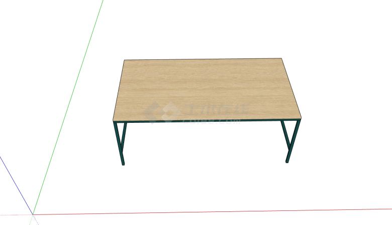 现代铁架木制长方形桌子su模型-图二