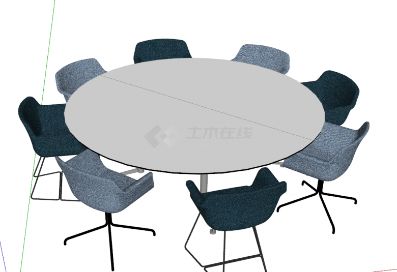 圆形办公桌会议桌su模型-图二