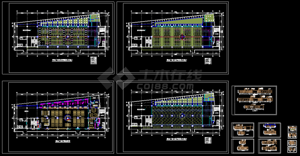 某美食广场建筑装修施工CAD平面图-图一